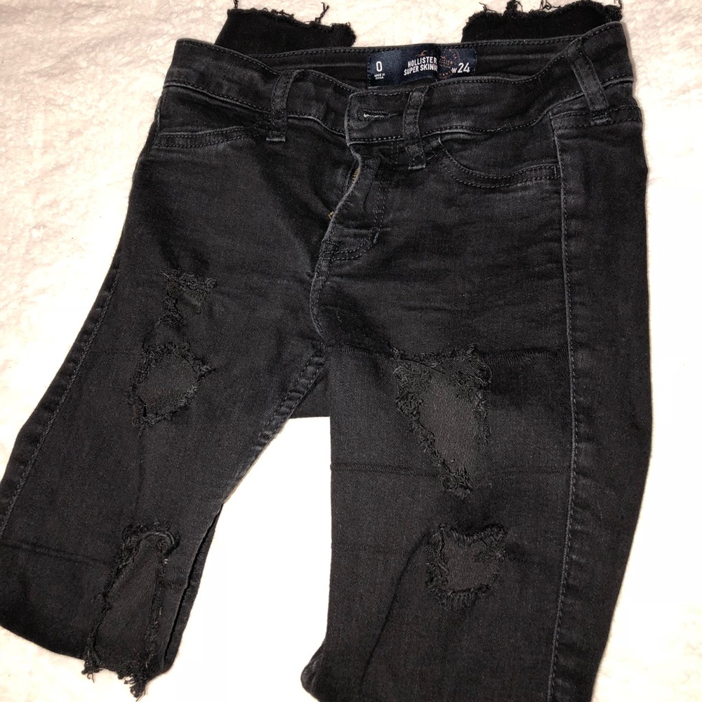 Hollister super skinny black ripped jeans